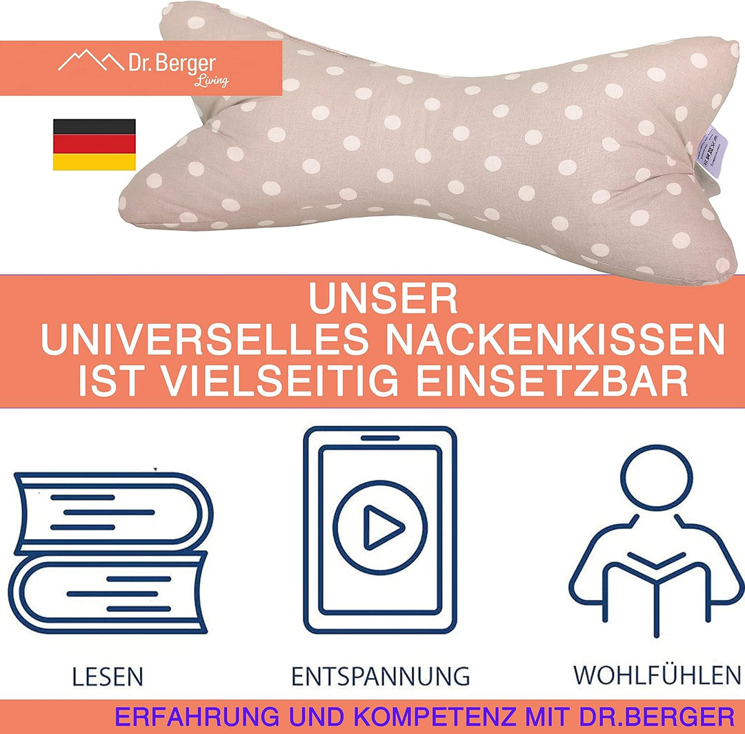 Dr. Berger Leseknochen Nackenrolle Kissen Buchkissen Fernsehkissen - 100% Baumwolle Dekokissen als B