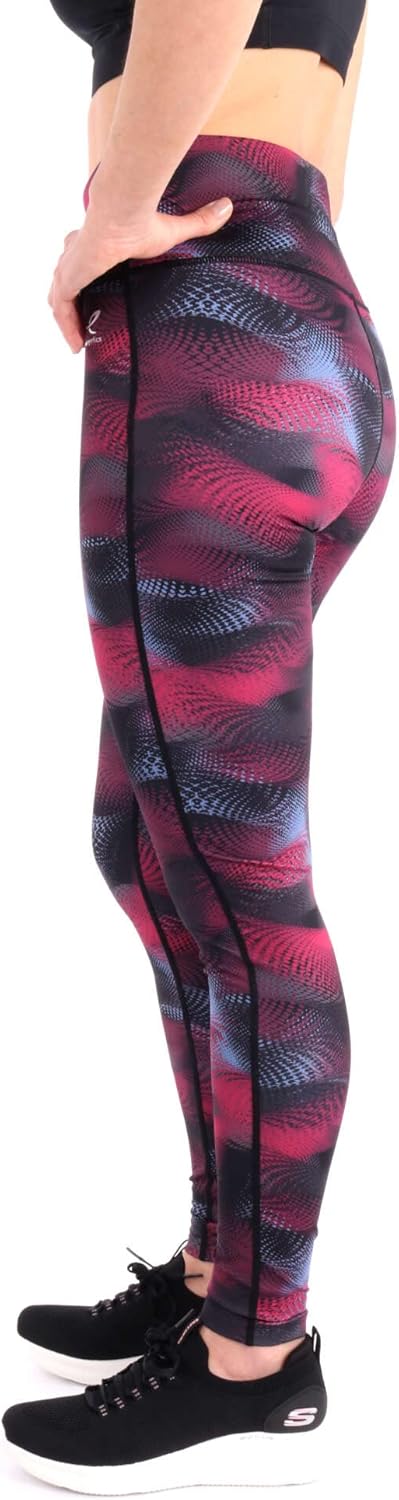 ENERGETICS Damen Leggings Kapinem 1/1 XS Aop-/Red Wine/Blue, XS Aop-/Red Wine/Blue