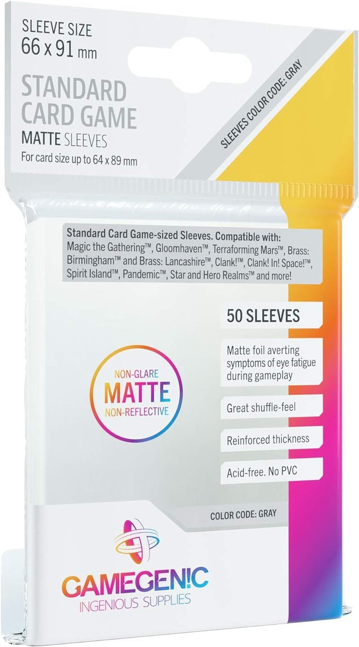Gamegenic, MATTE Standard Sleeve Value Pack 200, Sleeve color code: Gray & MATTE Standard Card Sleev