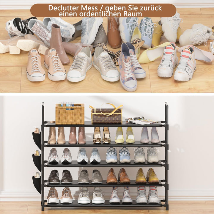 OYREL Schuhregal 5 Ebenen Schuhständer Schuhorganizer für 20-25 Paar Schuhe Platzsparend & Stabil Sc