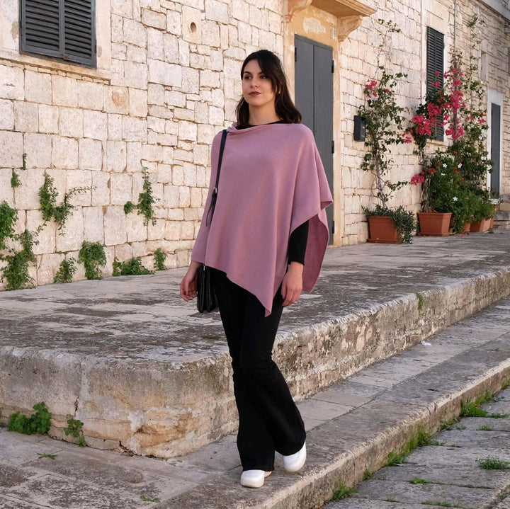 creazioni unique Poncho Damen Winter Elegant und Warm Made IN Italy - Mischung aus Wolle, Viskose un