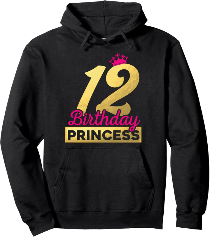 12. Geburtstag Mädchen Kinder Prinzessin süsse Retro Krone Pullover Hoodie