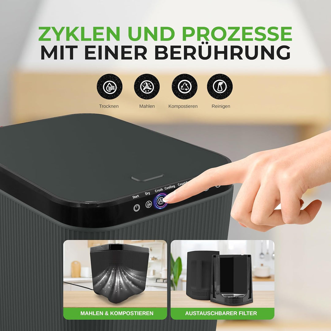 Nutrichef Elektrischer Komposter, 3L- Biomülleimer Küche, Komposteimer- Für Organisches Material & L