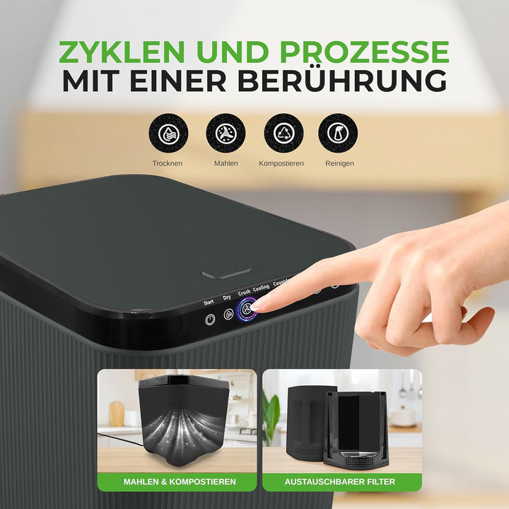 Nutrichef Elektrischer Komposter, 3L- Biomülleimer Küche, Komposteimer- Für Organisches Material & L