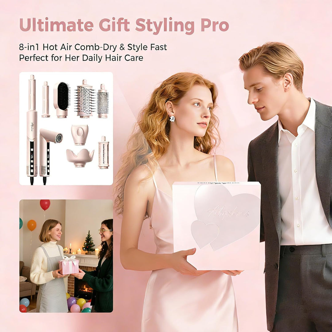 Atopskins Hairstyler 8 in 1 Set mit LCD-Bildschirm,1400w Haarstyler Set, 110000 U/Min Ionen Haartroc