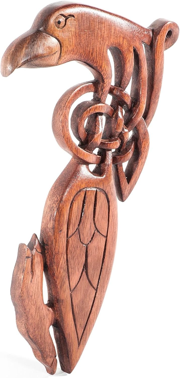 Windalf Celtic Holzbild Caila 24 cm Keltischer Rabe Holzornament Keltischer Knoten Wandornament Skan
