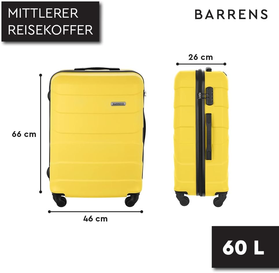 BARRENS Mittel Koffer | Aufgabegepäck | 66x46x26 cm | 60 L | Hochschlagfestes ABS-Material | Chiffri