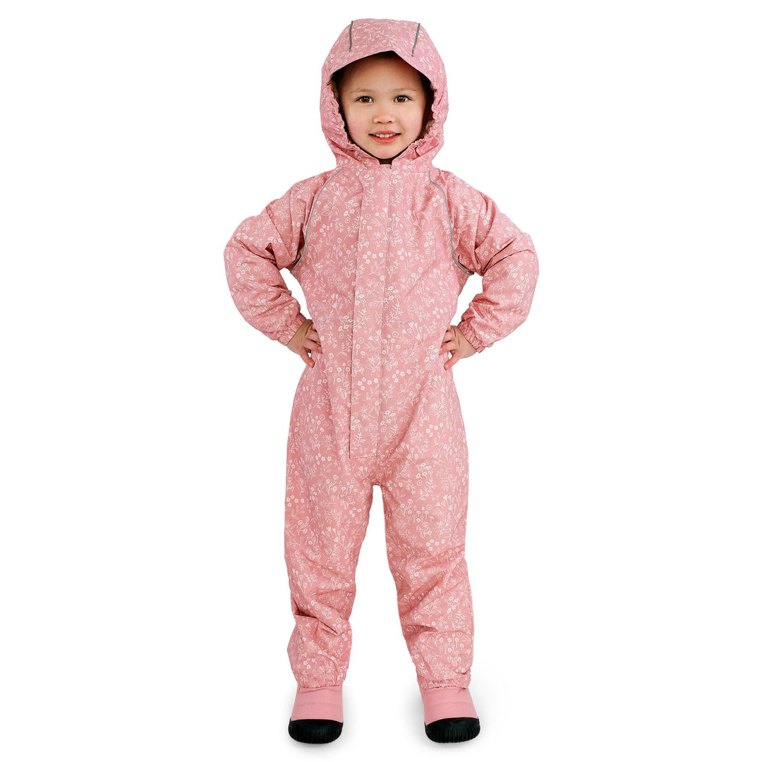 Jan &amp; Jul Baby Toddler Puddle-Dry Rain-Suit, Waterproof and Breathable Fleece-lined: Prairie Flowers