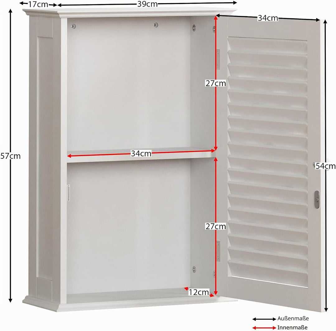 Bath Vida Badezimmerschrank, Einzeltür, Wandmontage, Weiss, Holz Einzeltür, Rollladen, Einzeltür, Ro