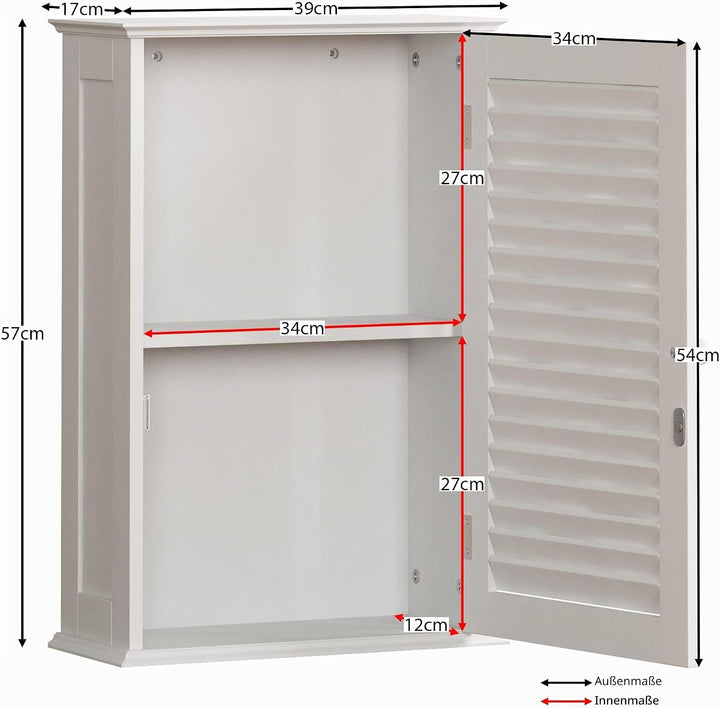Bath Vida Badezimmerschrank, Einzeltür, Wandmontage, Weiss, Holz Einzeltür, Rollladen, Einzeltür, Ro