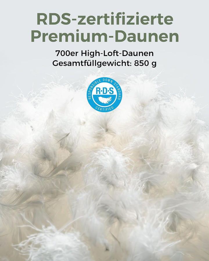 ATEPA Premium RDS Daunen Schlafsack ISO-Zertifiziert, 700FP Entendaune Extra Breit für Kaltes Wetter