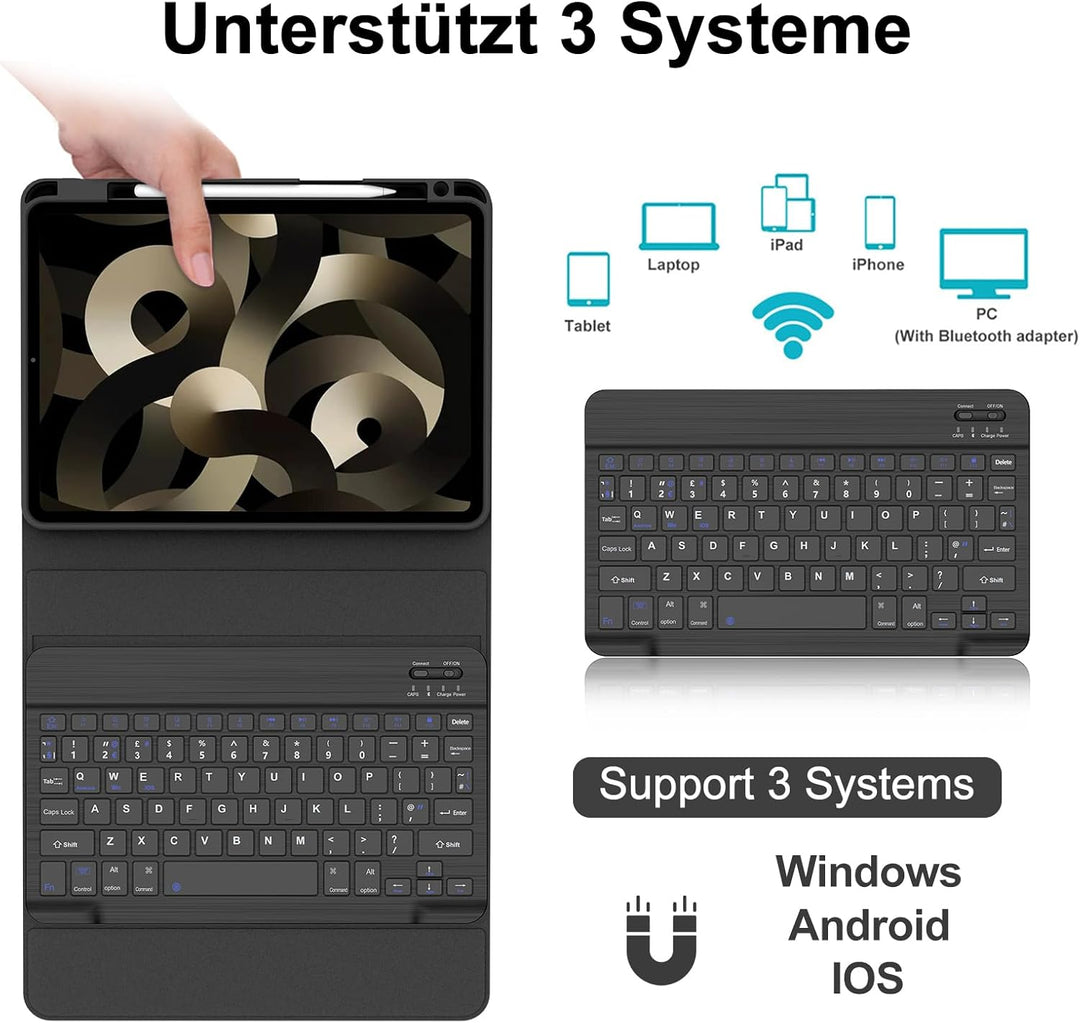 FOGARI Tastatur Hülle für iPad Air 6 11 Zoll (M2 2024) | iPad Pro 11 2022-2018 Tastatur für iPad Air