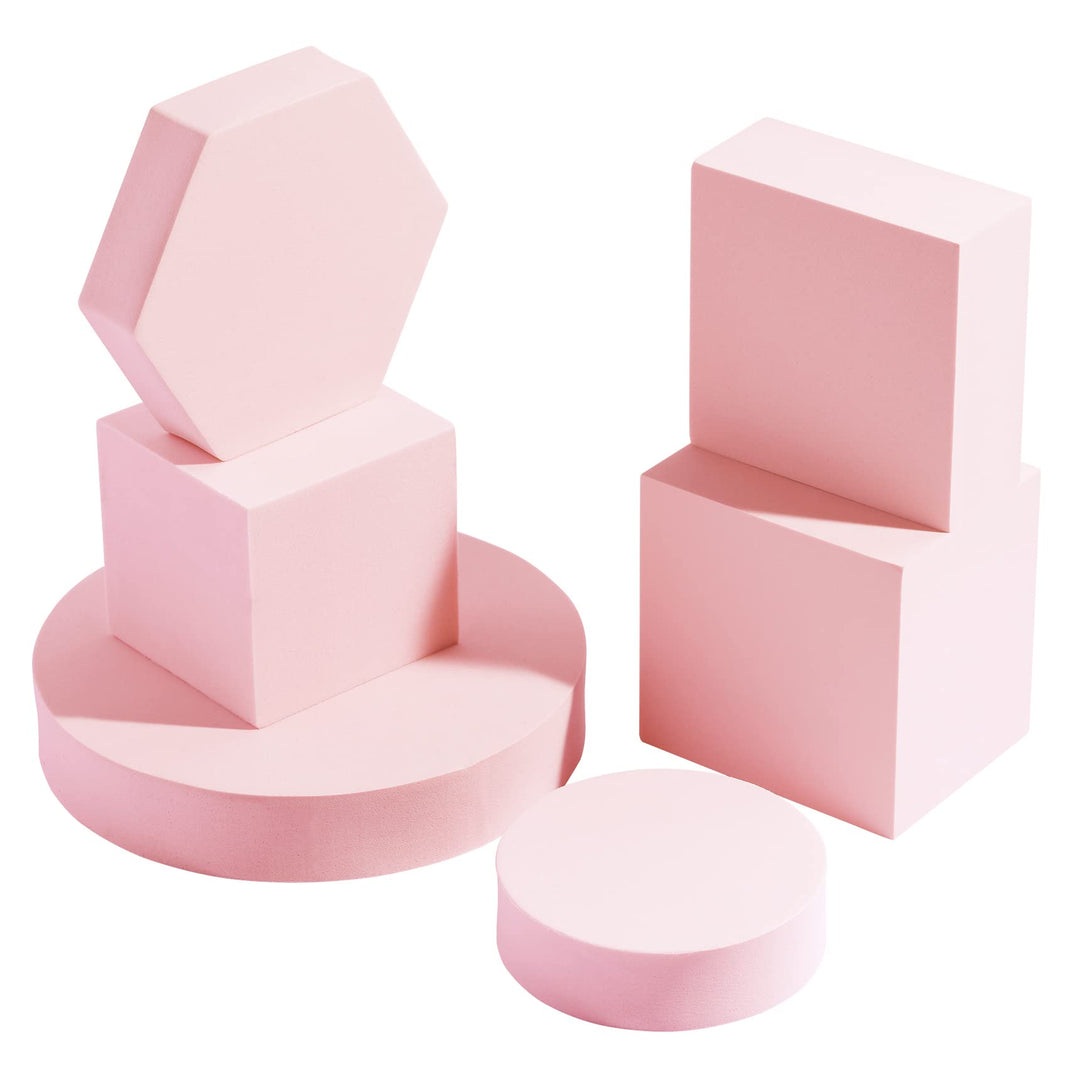 Selens Fotografie Requisiten Geometrische Würfelschaumformen 6 Stück Rosa Hintergrund Schaum Requisi