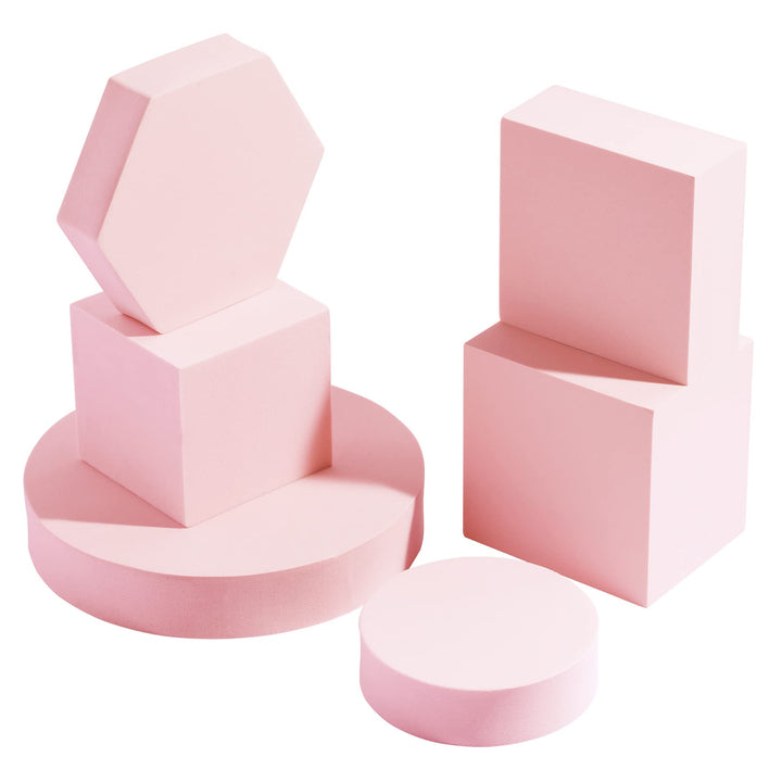 Selens Fotografie Requisiten Geometrische Würfelschaumformen 6 Stück Rosa Hintergrund Schaum Requisi