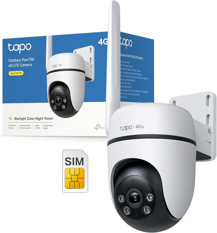 Tapo C501GW 360° 4G LTE Überwachungskamera mit SIM-Kartenslot, kein WLAN erforderlich, Starlight far
