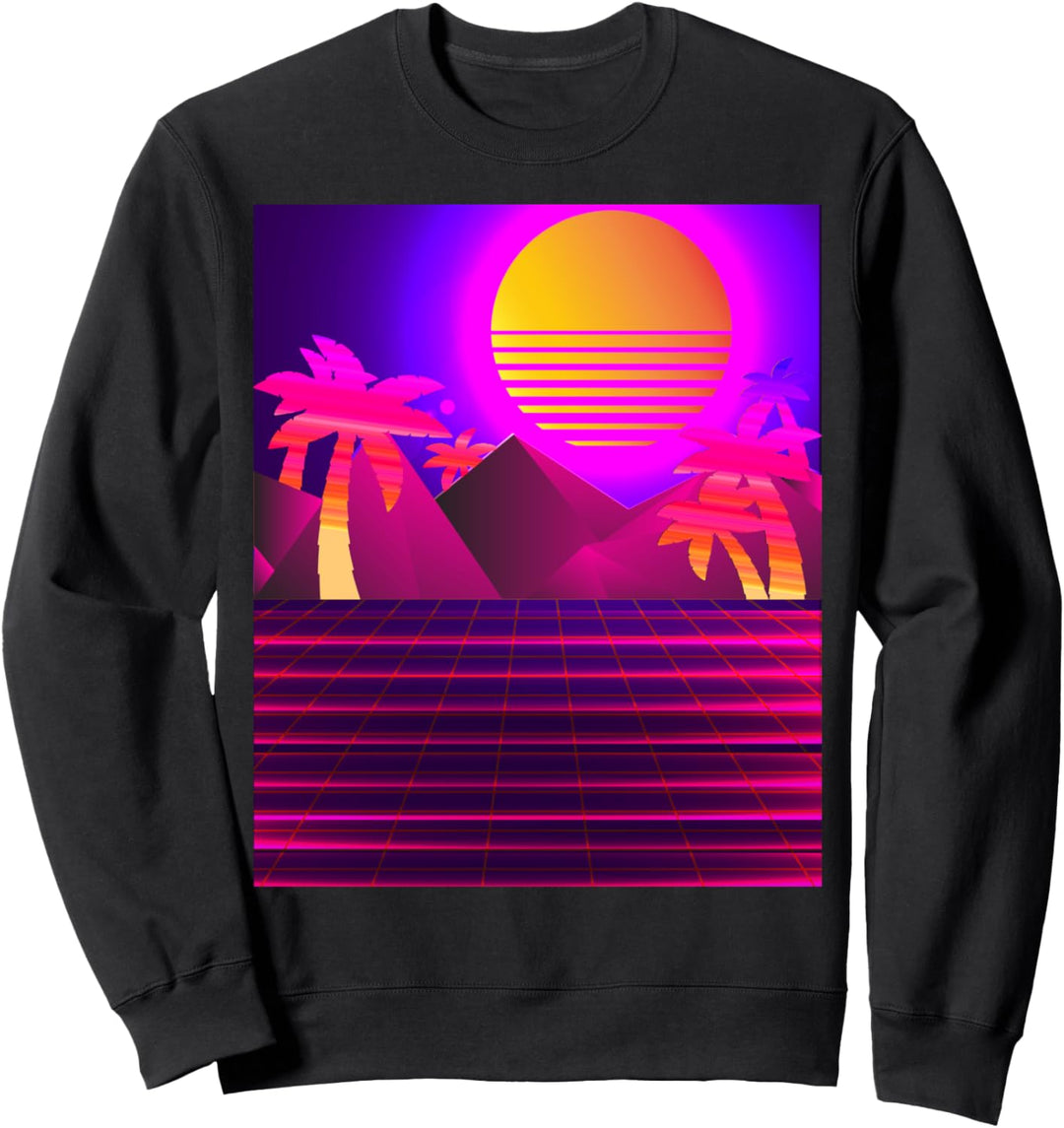 Synthwave Retro 80er & 90er Sunset Vaporwave mit Palmen Sweatshirt