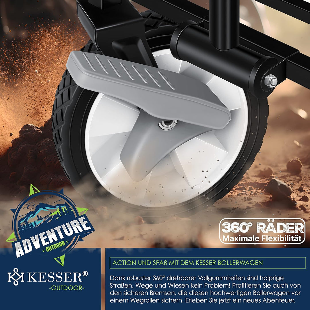 KESSER® Bollerwagen faltbar Handwagen Transportkarre max. 150kg Tragkraft &amp; 360° PVC-Reifen Gerätewa