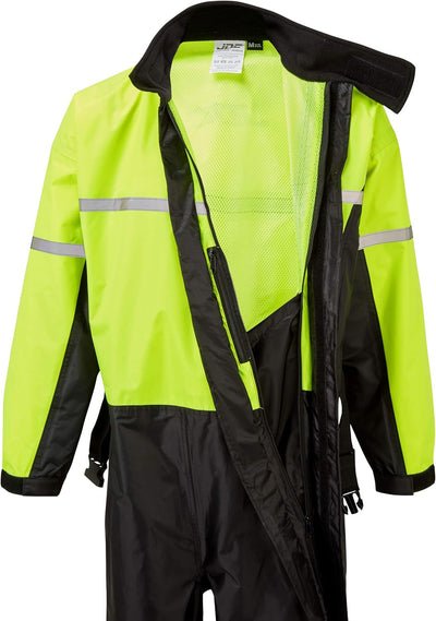 JDC Motorrad Kombi - Regenkombi - 1-Stück - Wasserdichter Regenschutz - SHIELD - Schwarz Gelb - L -