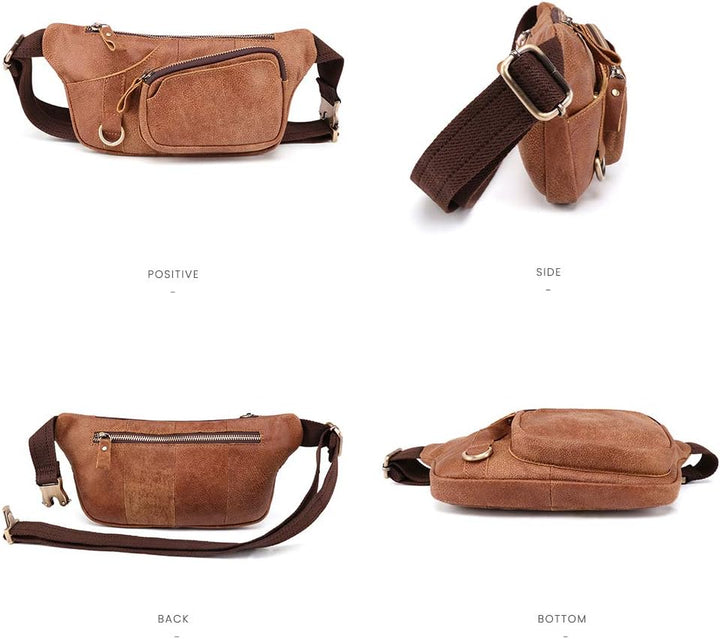 BAIGIO Gürteltasche Leder Herren Hüfttasche Vintage Retro Bauchtasche für Reise Alltagsleben (Braun)