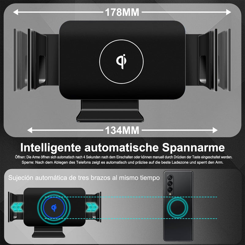 NEWZEROL Kabelloser Kfz-Ladegerät Halter kompatibel für Galaxy Z Fold 2/3/4, Lüftungsschlitze und Ar