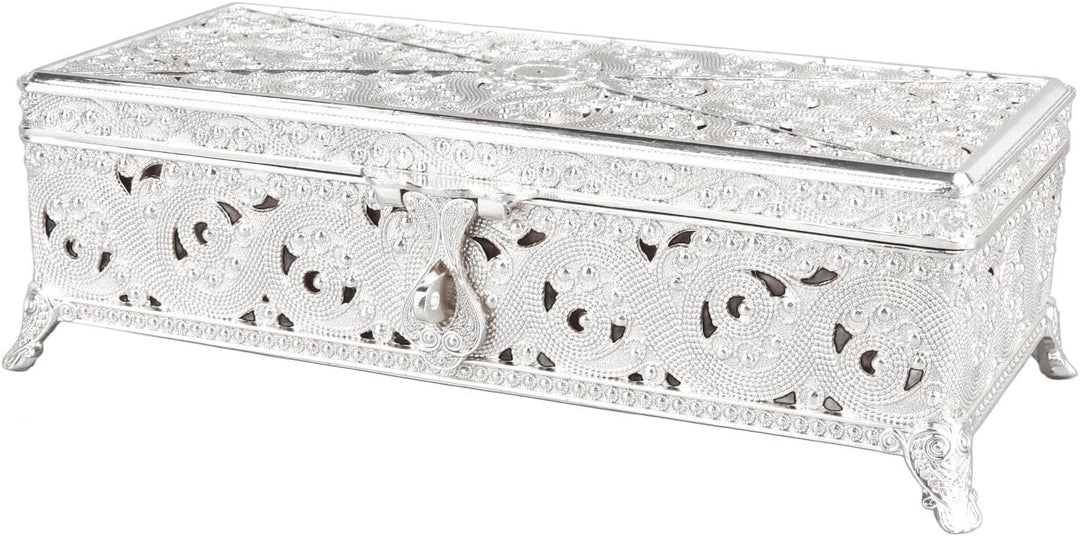 Ejoyous Vintage-Schmuckschatulle aus Metall, Legierungsmaterial, Weiches Samt-Interieur, Elegantes D