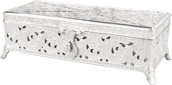 Ejoyous Vintage-Schmuckschatulle aus Metall, Legierungsmaterial, Weiches Samt-Interieur, Elegantes D