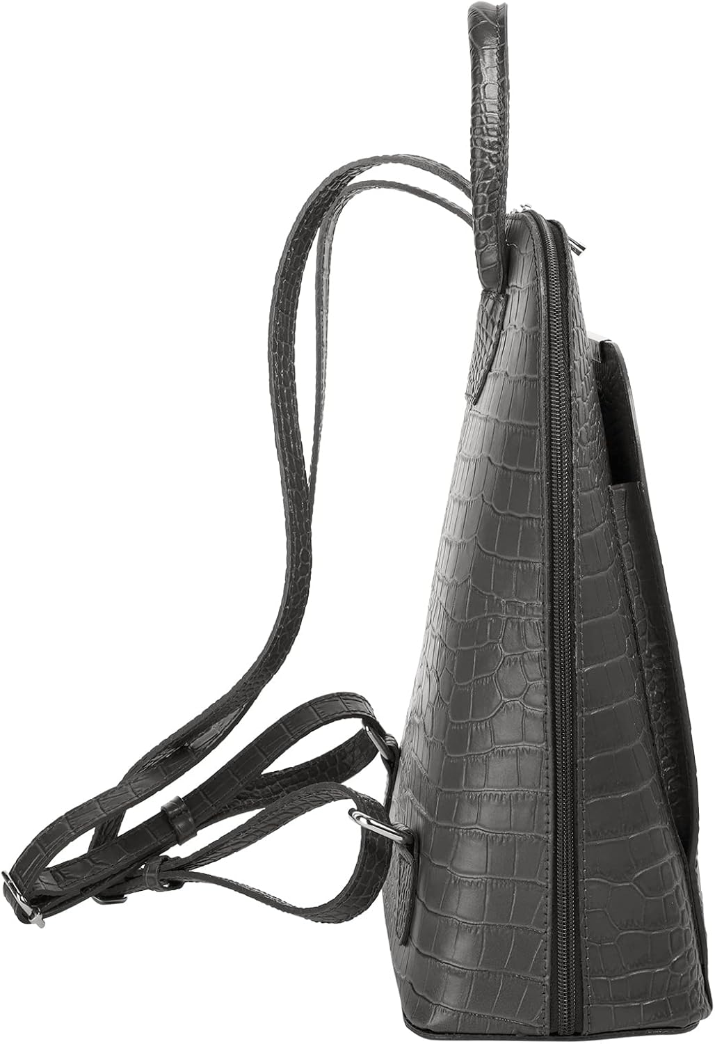 Rucksack Echt Leder Damen | Made in Italy, Smartphonefach, Daypack aus Rindleder, Citybag im Kroko-L