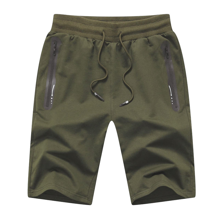 JustSun Sport Shorts Kurze Hosen Herren Baumwolle Mit ReissverschlussTaschen S Armeegrün, S Armeegrü
