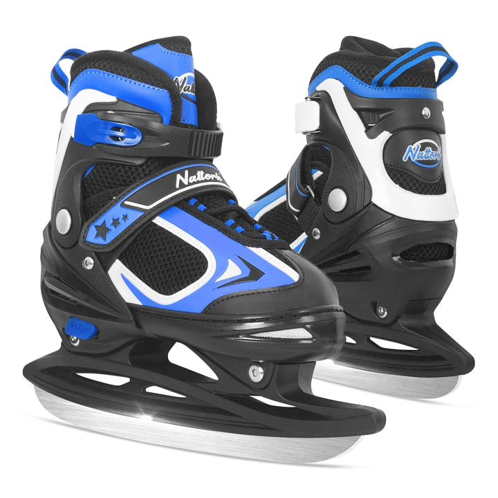 Nattork Schlittschuhe Kinder - 4 Grösse Verstellbare Eislaufschuhe Kinder Jugendliche, Ice Skates Mi