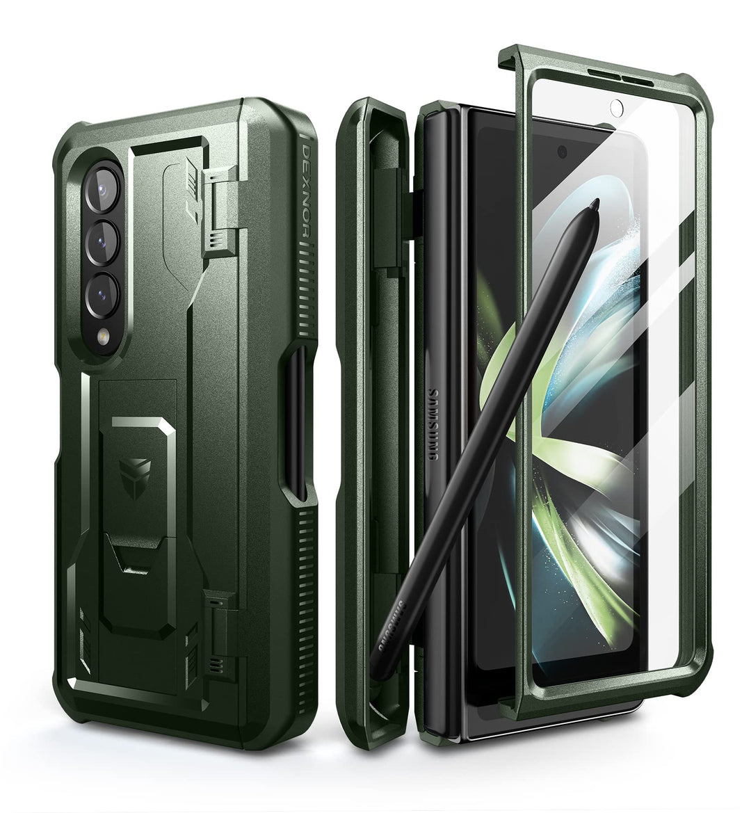 Dexnor für Samsung Galaxy Z Fold 4 5G (2021) Hülle, Ganzkörper Dual Layer Rugged Case mit integriert