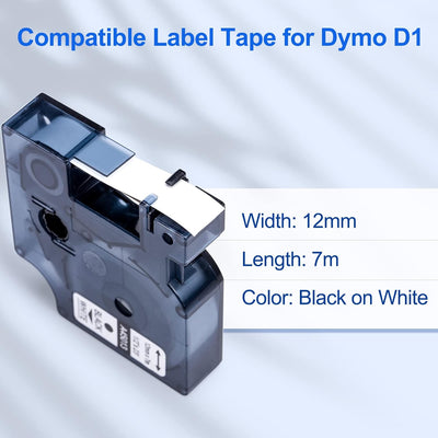 6x Upwinning 45013 A45013 White S0720530 s0720530s Kompatibel mit Dymo D1 Etikettenband 12mm x 7m We