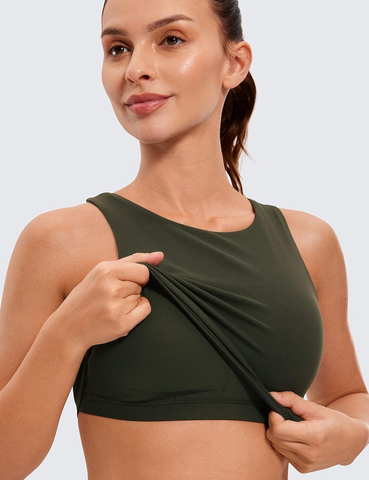 CRZ YOGA Damen Butterluxe Racerback Sport BH Gepolstert Ohne Bügel Crop Tops Longline Yoga Tank Top
