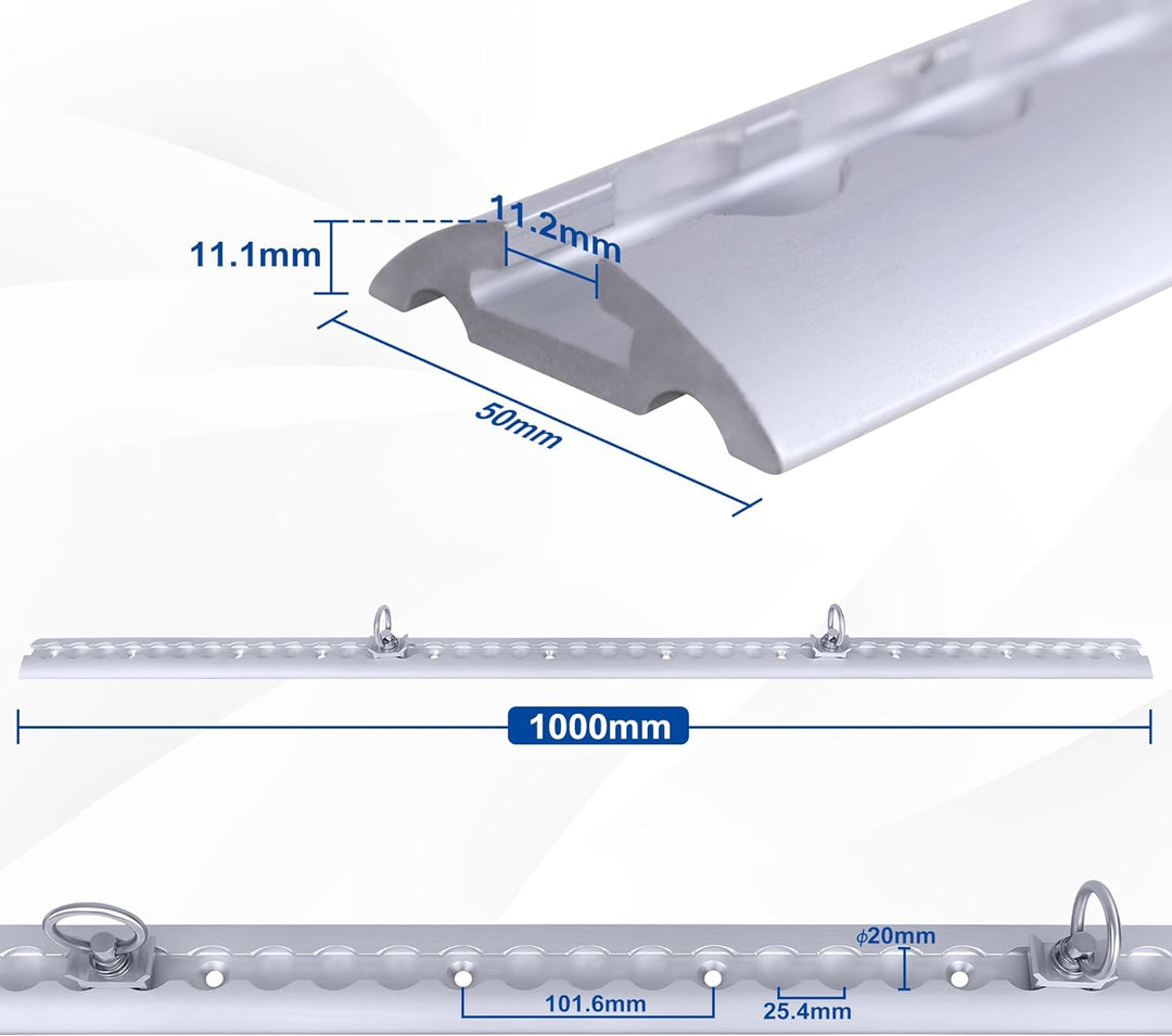 NAIZY 4 x 1m Airlineschiene Set Aluschiene mit 10 Zurrösen, Kederschiene Set inkl. M6 Bohrungen, Sch