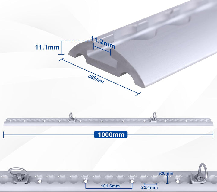 NAIZY 4 x 1m Airlineschiene Set Aluschiene mit 10 Zurrösen, Kederschiene Set inkl. M6 Bohrungen, Sch