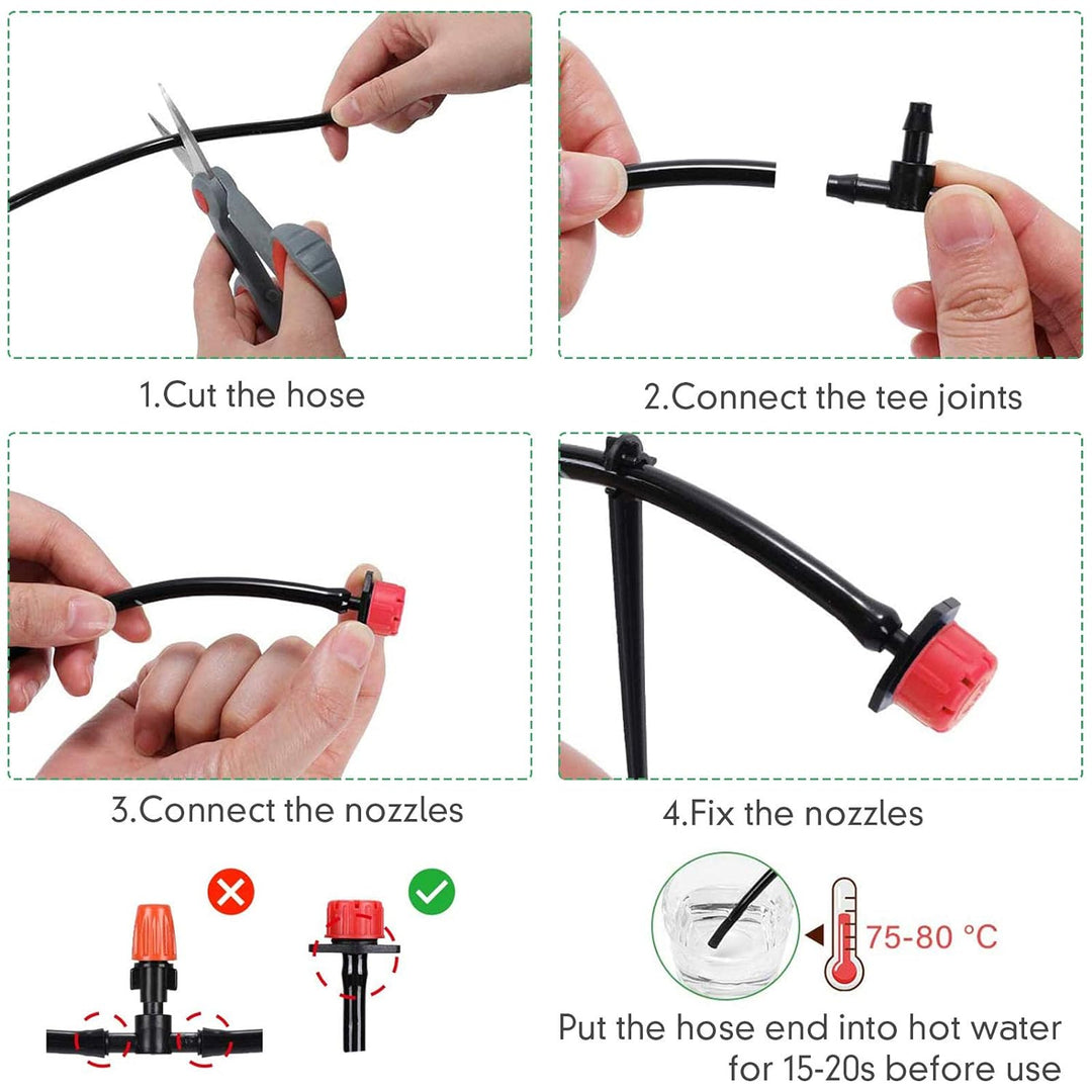 ANJUN 50m Garten BewässerungsSystem, 200 Pcs Garten Bewässerung Kit, Automatik Tröpfchenbewässerung