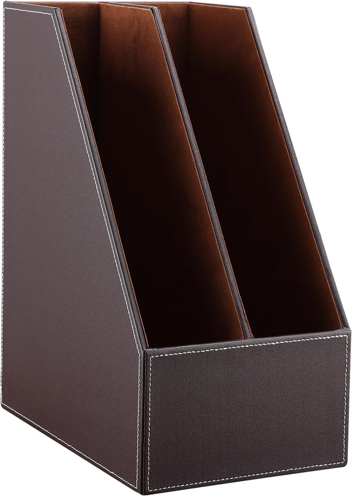 KINGFOM A4 Leder Stehsammler 2-slot Braun, 2-slot Braun