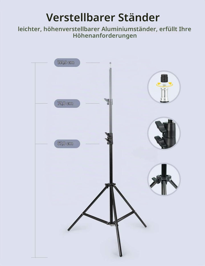 RALENO Softbox Fotostuido Set, 50 x 70cm Fotografie-Dauerbeleuchtungssystem mit 2 x 85W 5500K Glühbi