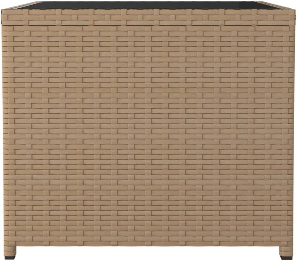 FIRBNUS 45x45x40 cm Garten Beistelltisch mit Glasplatte Couchtisch Balkontisch Terrassentisch Garten