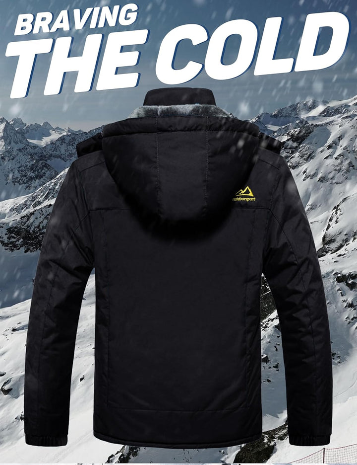 MAGCOMSEN Herren Winter Fleecejacke Warme Gefüttert Skijacke Outdoor Winddicht Wasserdicht Jacke Ver
