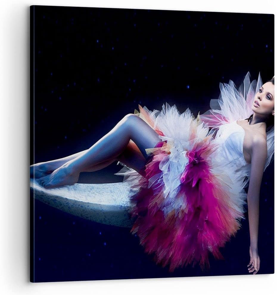 Bilder auf Leinwand Frau Geheimnis Kleid elegant Leinwandbild 60x60cm Wandbilder Dekoration Wohnzimm