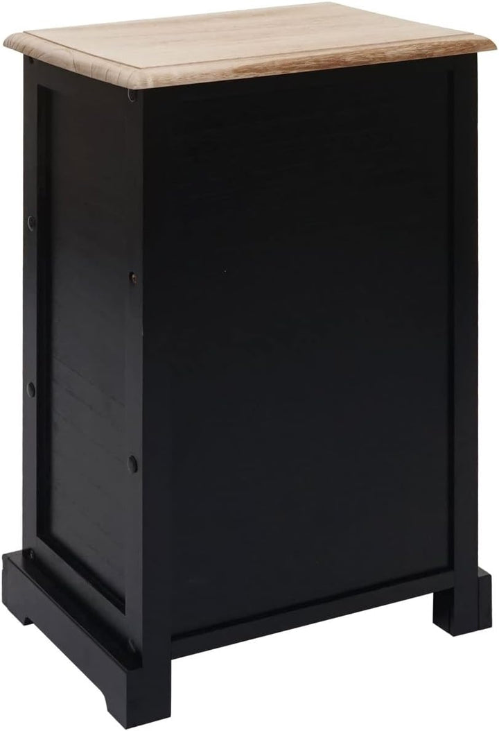 Mendler Kommode HWC-K87, Schubladenschrank Schrank, Holz Rattan 63x40x28cm - schwarz, naturfarben, S