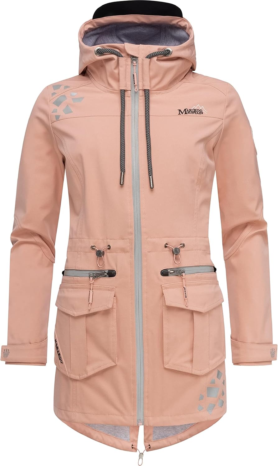 MARIKOO Damen wasserdichter Softshellmantel Softshelljacke Outdoorjacke Übergangsjacke Parka Kapuze