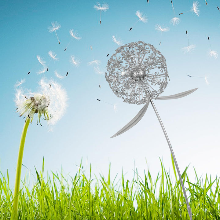 2er Pusteblume Gartenstecker, 3D Simulierter Löwenzahn Gartendeko Metall Gartenfigur, Löwenzahn