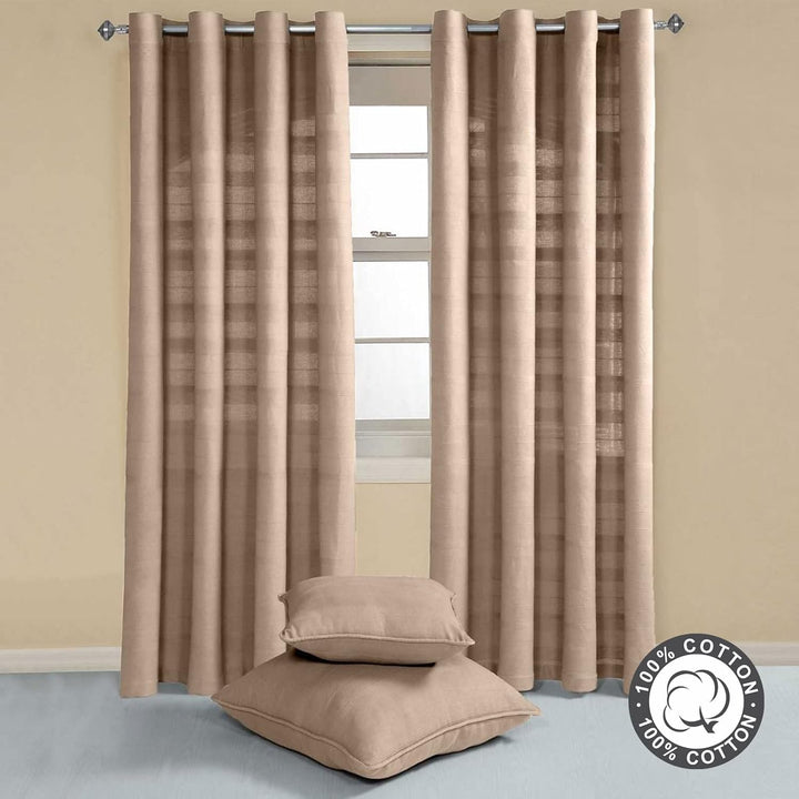 Homescapes Rajput Ösenvorhang 2er-Set, Vorhang beige 167x228 cm aus 100% Baumwolle, 2 handgewebte Vo