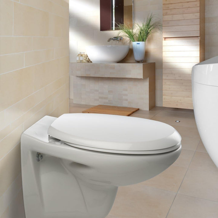 Bemis 2030CPT Torino Sta-Tite Durolux Wc-Sitz mit STA Tite-Chrom, mit Scharnieren, weiss
