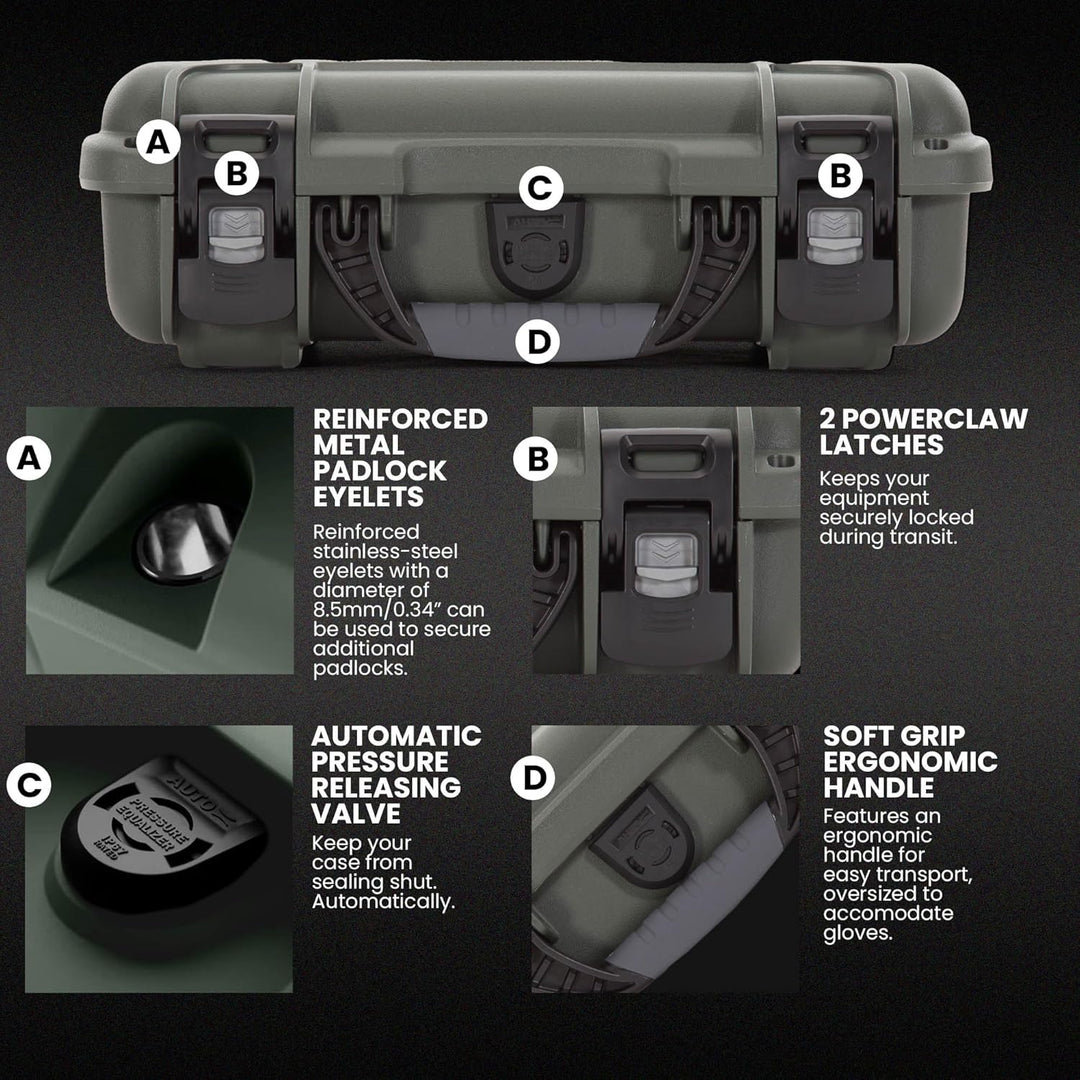 Nanuk 909 Wasserdichter Hartschalenkoffer Mit Plüschschaumeinlage - Olive Olive Cubed Foam, Olive Cu