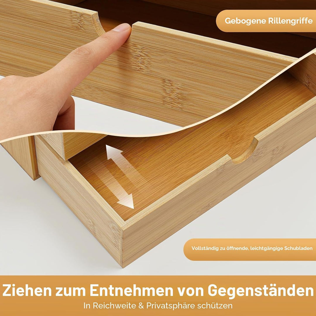 Bambus Schreibtisch Organizer mit 3 Schubladen, Bambus Schubladenbox Desktop Organizer für Büro, Hau