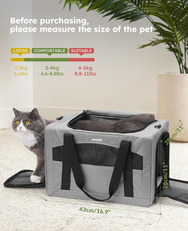 pecute Katzentasche Transporttasche Stabiler Halt Haustier Tragetasche, Transportbox Katze Leicht, F