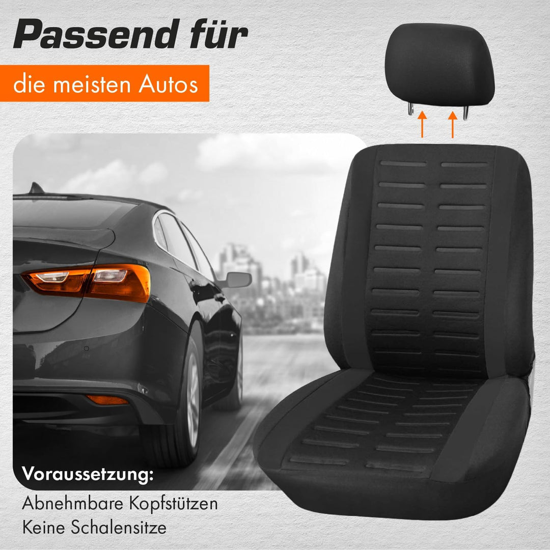Upgrade4cars Autositzbezüge Set für die Vordersitze | Auto-Schonbezüge Universal in Schwarz Vordersi