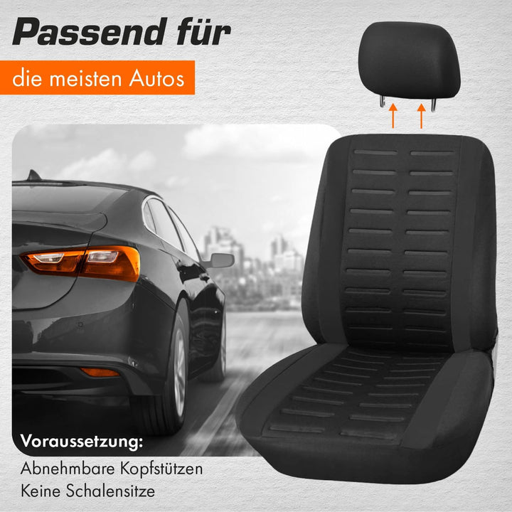 Upgrade4cars Autositzbezüge Set für die Vordersitze | Auto-Schonbezüge Universal in Schwarz Vordersi